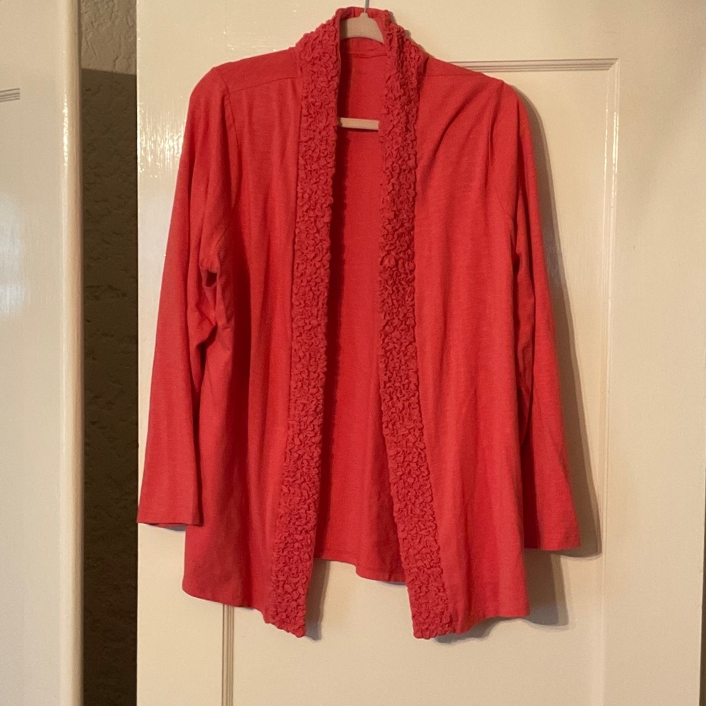 Coldwater Creek Vibrant orange Open-Front Knit Cardigan Size 1X